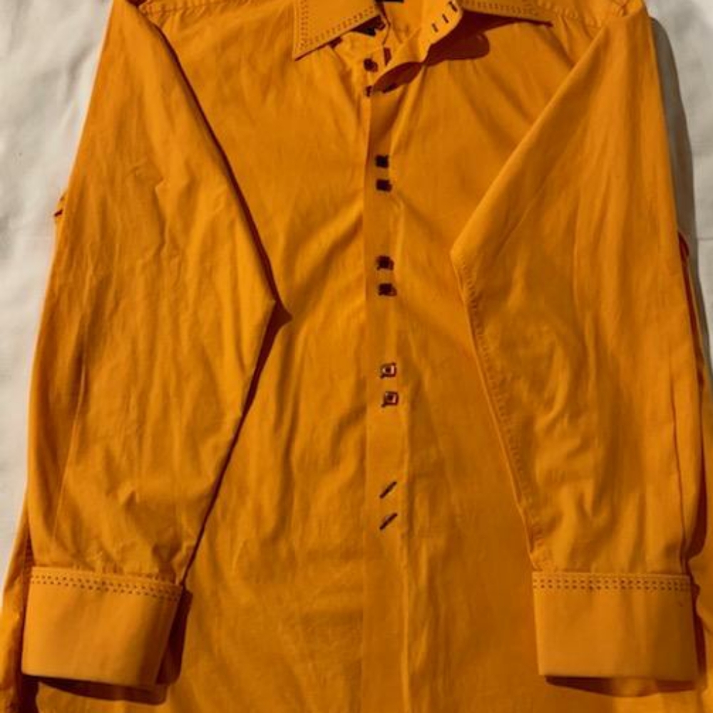Men's long sleeve casual orange shirts